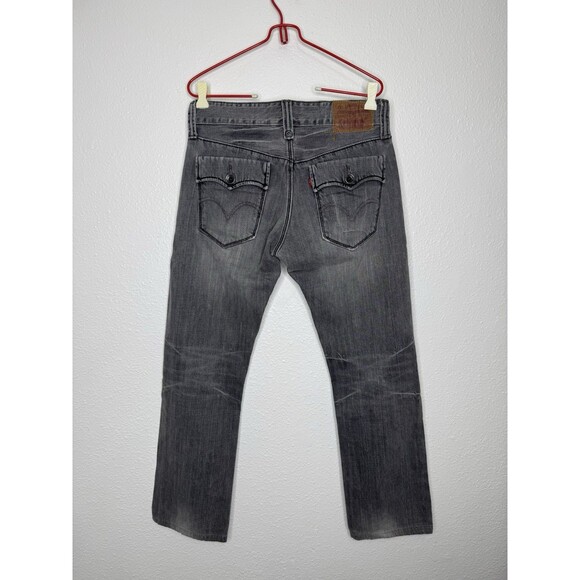 VTG Levis Jeans Y2K 30x30 Black Flap Pocket Distressed Straight Hong Kong Denim - Picture 8 of 16